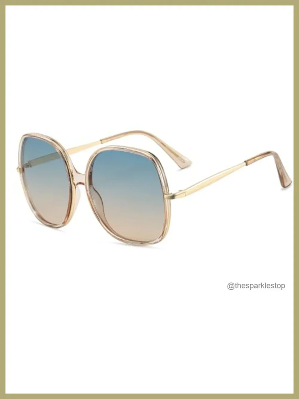 Vintage 70s Oversized Square Sunglasses Women UV400 Plastic Metal Frame